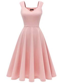 DRESSTELLS Women's Bridesmaid Vintage Tea Dress V-Neck Prom Party Swing Cocktail Dress