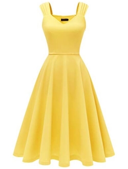 DRESSTELLS Women's Bridesmaid Vintage Tea Dress V-Neck Prom Party Swing Cocktail Dress