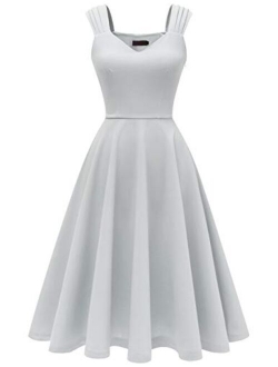 DRESSTELLS Women's Bridesmaid Vintage Tea Dress V-Neck Prom Party Swing Cocktail Dress