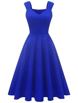 DRESSTELLS Women's Bridesmaid Vintage Tea Dress V-Neck Prom Party Swing Cocktail Dress