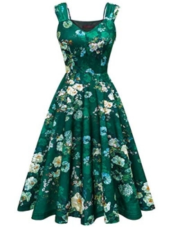 DRESSTELLS Women's Bridesmaid Vintage Tea Dress V-Neck Prom Party Swing Cocktail Dress