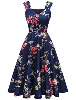 DRESSTELLS Women's Bridesmaid Vintage Tea Dress V-Neck Prom Party Swing Cocktail Dress