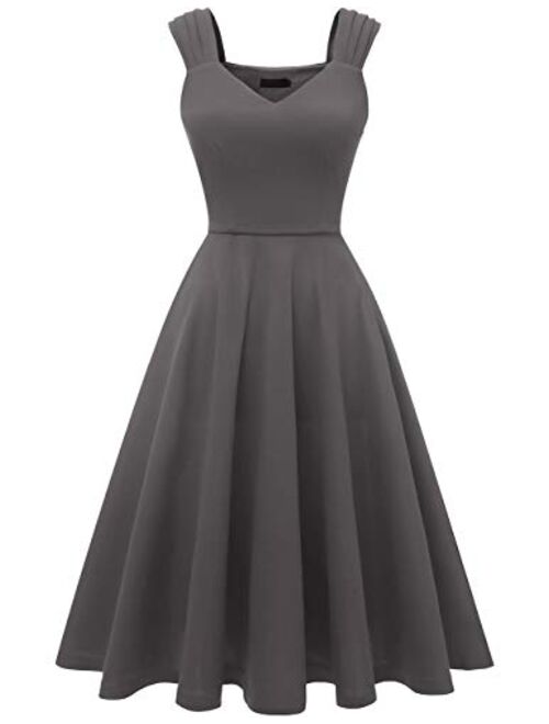 DRESSTELLS Women's Bridesmaid Vintage Tea Dress V-Neck Prom Party Swing Cocktail Dress