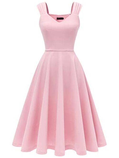 DRESSTELLS Women's Bridesmaid Vintage Tea Dress V-Neck Prom Party Swing Cocktail Dress