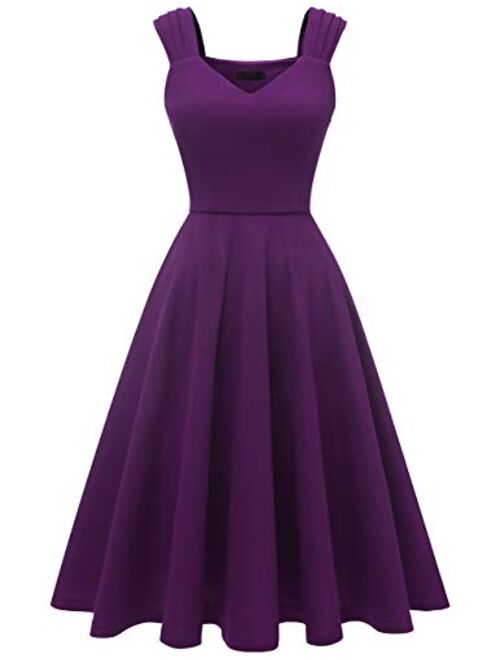 DRESSTELLS Women's Bridesmaid Vintage Tea Dress V-Neck Prom Party Swing Cocktail Dress