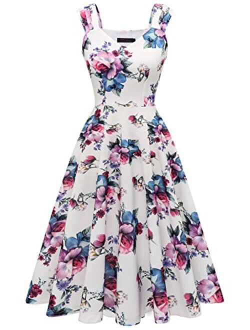 DRESSTELLS Women's Bridesmaid Vintage Tea Dress V-Neck Prom Party Swing Cocktail Dress