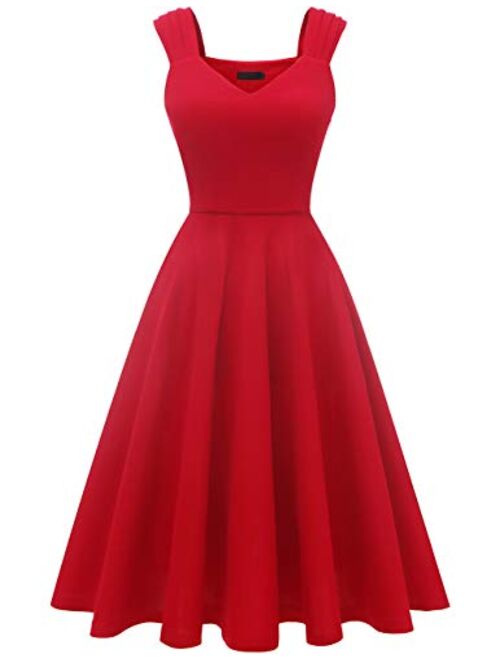 DRESSTELLS Women's Bridesmaid Vintage Tea Dress V-Neck Prom Party Swing Cocktail Dress