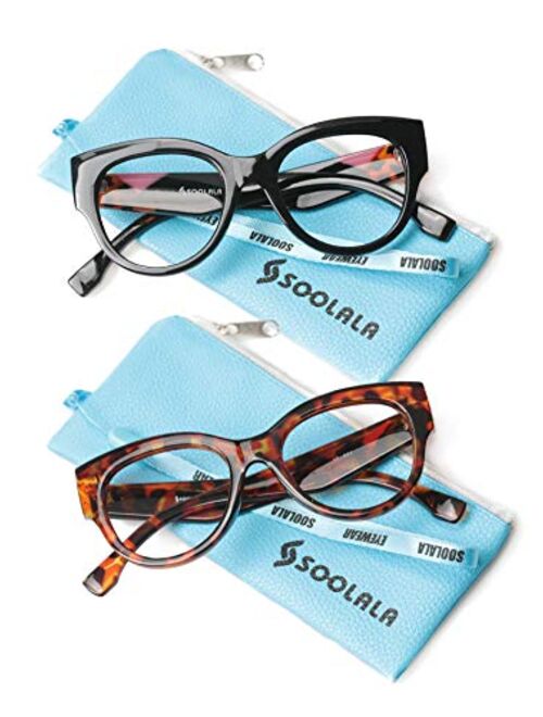 SOOLALA Ladies Modern Fashion Eyeglass Frame Cat Eye Reading Glass