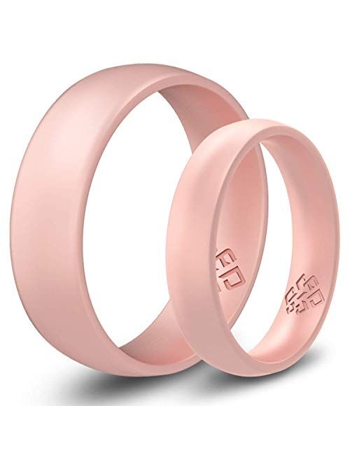 Knot Theory Breathable Silicone Wedding Rings for Men & Women | Black Rose Gold Silver Blue Red Rubber Wedding Bands for Him & Her Size 4, 5, 6, 7, 8, 9, 10, 11, 12, 13, 