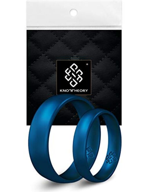 Knot Theory Breathable Silicone Wedding Rings for Men & Women | Black Rose Gold Silver Blue Red Rubber Wedding Bands for Him & Her Size 4, 5, 6, 7, 8, 9, 10, 11, 12, 13, 