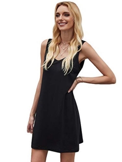 Women's Sleeveless Zipper A Line Party Mini Bodycon Dress