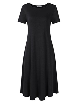 MISSKY Women's Pullover Pocket Loose Swing Casual Dress