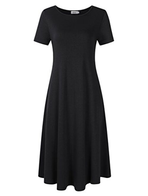 MISSKY Women's Pullover Pocket Loose Swing Casual Dress