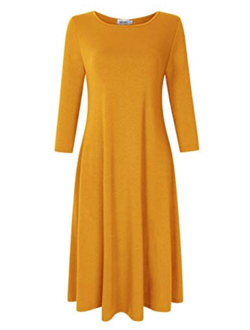 MISSKY Women's Pullover Pocket Loose Swing Casual Dress