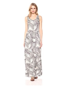 Women's Tropical Hawaiian Print Sleeveless Maxi Dress