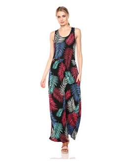 Women's Tropical Hawaiian Print Sleeveless Maxi Dress