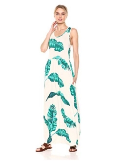 Women's Tropical Hawaiian Print Sleeveless Maxi Dress