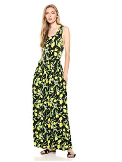 Women's Tropical Hawaiian Print Sleeveless Maxi Dress