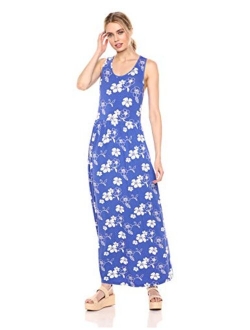 Women's Tropical Hawaiian Print Sleeveless Maxi Dress