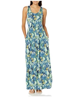 Women's Tropical Hawaiian Print Sleeveless Maxi Dress