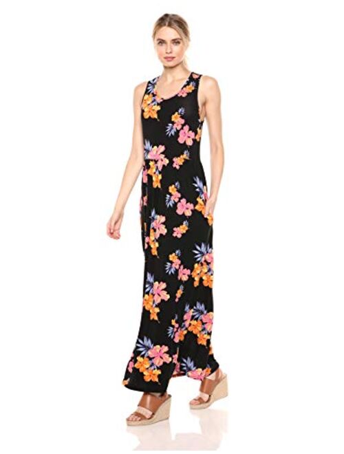 28 Palms Women's Tropical Hawaiian Print Sleeveless Maxi Dress