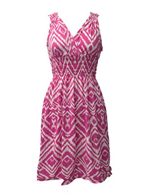 Vibrant V-Neck Knee Length Dress - Assorted Styles Plus & Regular Sizes