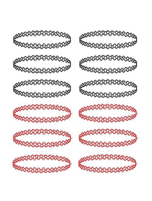 BodyJ4You 12PC Choker Necklace Set Henna Tattoo Stretch Elastic Jewelry Women Girl Gift Pack