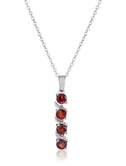 Amazon Collection Sterling Silver 4-Stone Genuine or Created Gemstone Pendant Necklace (4mm), 18