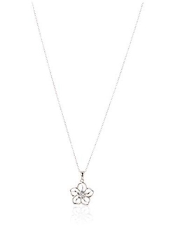 Sterling Silver Gemstone Flower Pendant Necklace