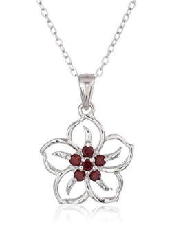 Sterling Silver Gemstone Flower Pendant Necklace