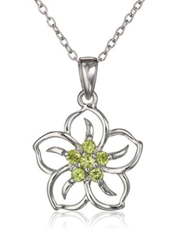 Sterling Silver Gemstone Flower Pendant Necklace