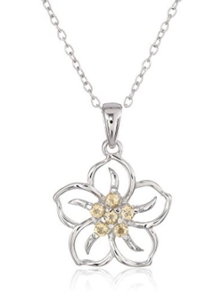 Sterling Silver Gemstone Flower Pendant Necklace