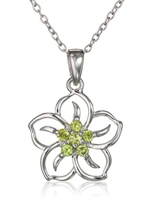 Sterling Silver Gemstone Flower Pendant Necklace