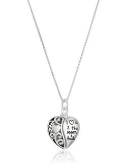 Sterling Silver Heart "I Love U 2 The Moon and Back" Pendant Necklace