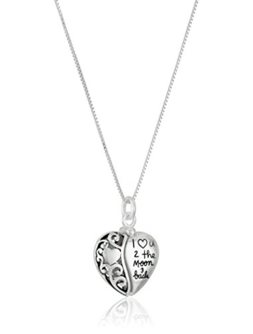 Sterling Silver Heart "I Love U 2 The Moon and Back" Pendant Necklace