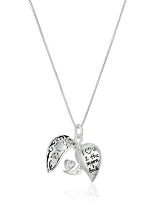 Sterling Silver Heart "I Love U 2 The Moon and Back" Pendant Necklace