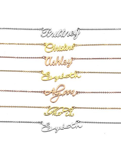 Hidepoo Custom Name Necklace Personalized Stainless Steel Customized Name Pendant Necklace,Dainty Letter Name Necklace Chain Custom Personalized Jewelry Gifts for Women G