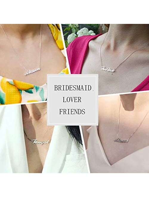 Hidepoo Custom Name Necklace Personalized Stainless Steel Customized Name Pendant Necklace,Dainty Letter Name Necklace Chain Custom Personalized Jewelry Gifts for Women G