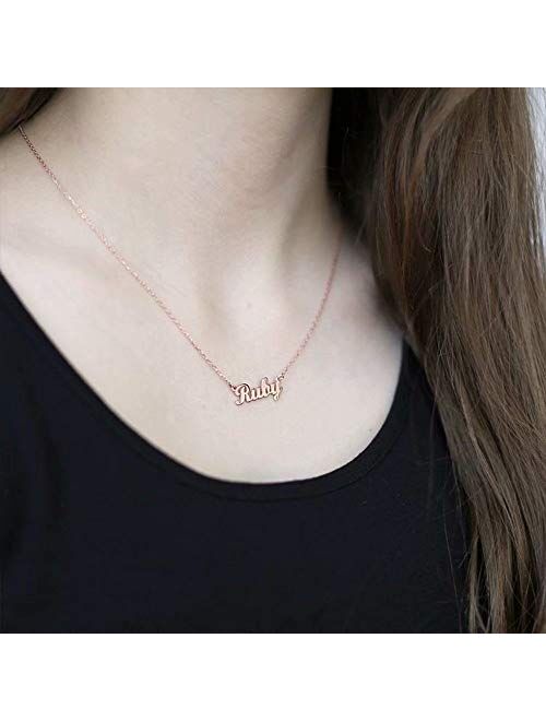 Hidepoo Custom Name Necklace Personalized Stainless Steel Customized Name Pendant Necklace,Dainty Letter Name Necklace Chain Custom Personalized Jewelry Gifts for Women G