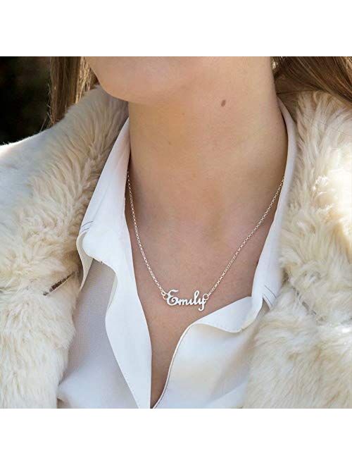 Hidepoo Custom Name Necklace Personalized Stainless Steel Customized Name Pendant Necklace,Dainty Letter Name Necklace Chain Custom Personalized Jewelry Gifts for Women G