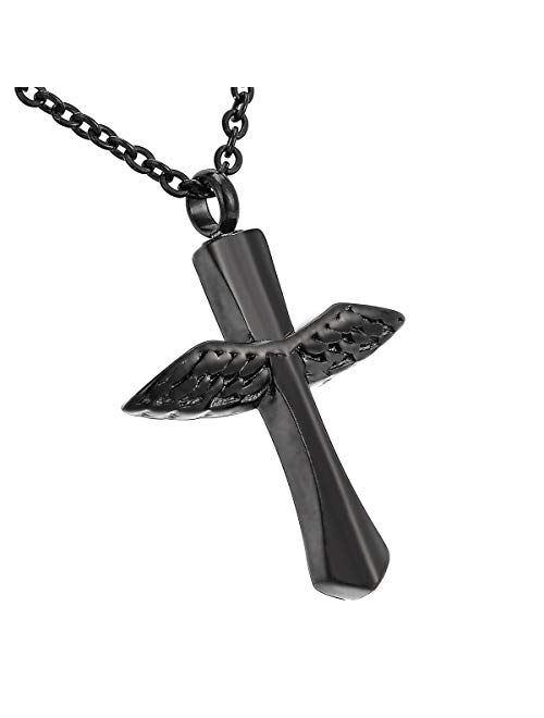 HooAMI Cremation Jewelry for Ashes Cross Urn Necklace Pendant Memorial Ash Jewelry