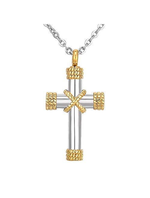 HooAMI Cremation Jewelry for Ashes Cross Urn Necklace Pendant Memorial Ash Jewelry