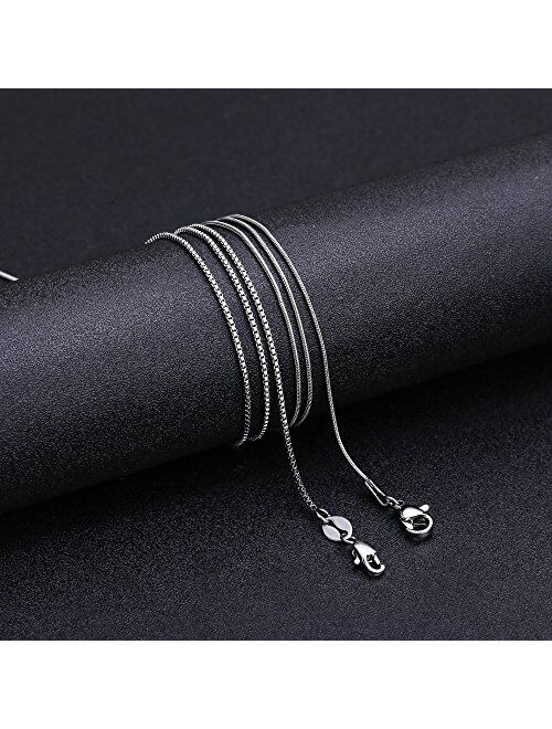 LOLIAS 2 Pcs Stainless Steel 1mm Round Snake Chain Box Chain Necklace Super Thin & Strong,16-30 Inch