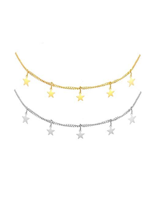 YANCHUN Star Choker Necklace Gold Star Necklace for Women Dainty Layer Necklaces for Teen Girls Gift