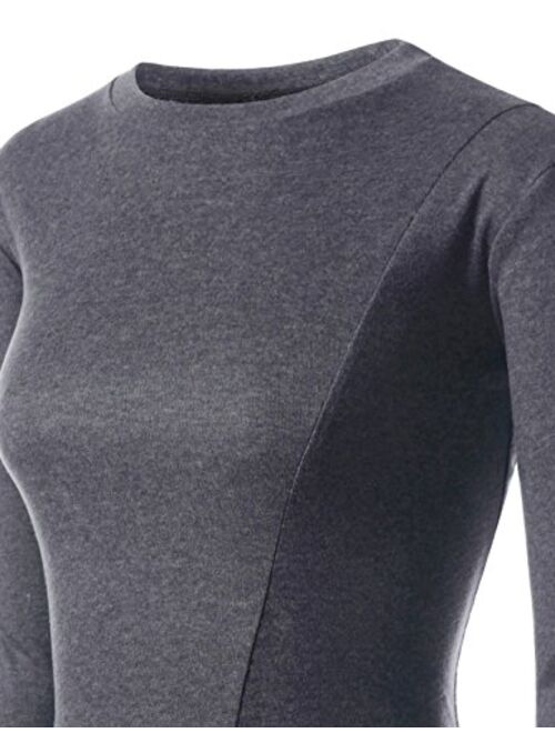 NEARKIN Slim Long Sleeve V Neck Henley Shirts Asymmetrical Tunic Tops for Women