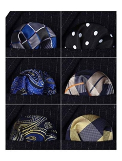 6 Piece Assorted Woven Men's Pocket Square Handkerchief Wedding Gift