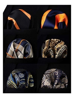 6 Piece Assorted Woven Men's Pocket Square Handkerchief Wedding Gift