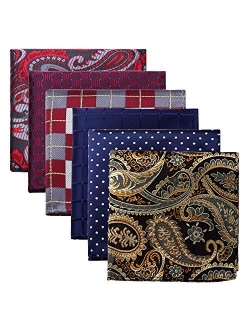 6 Piece Assorted Woven Men's Pocket Square Handkerchief Wedding Gift