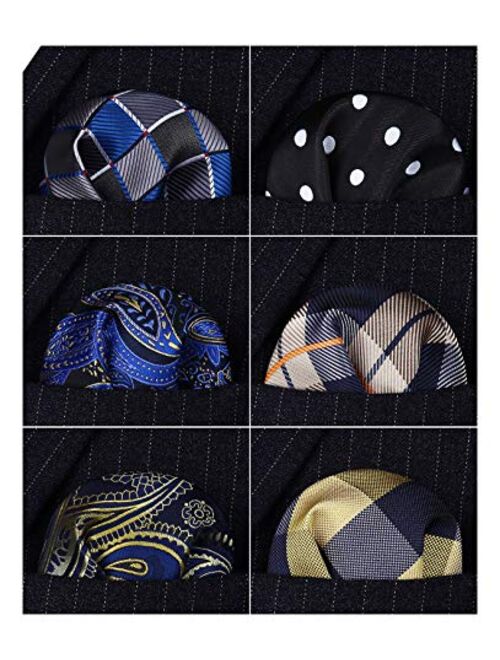 HISDERN 6 Piece Assorted Woven Men's Pocket Square Handkerchief Wedding Gift