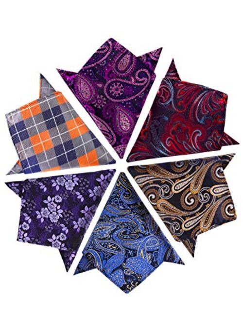 HISDERN 6 Piece Assorted Woven Men's Pocket Square Handkerchief Wedding Gift